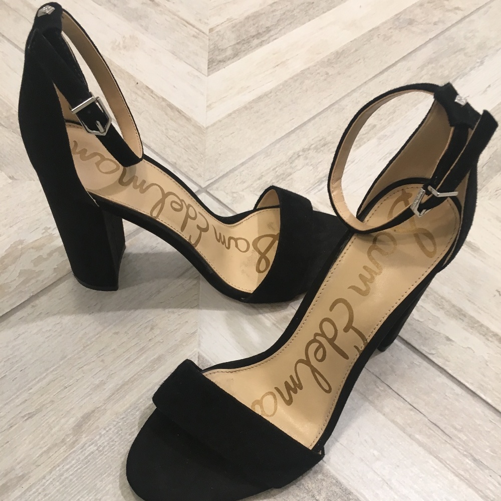 Sam Edelman - Black Suede Block-Heel Sandal